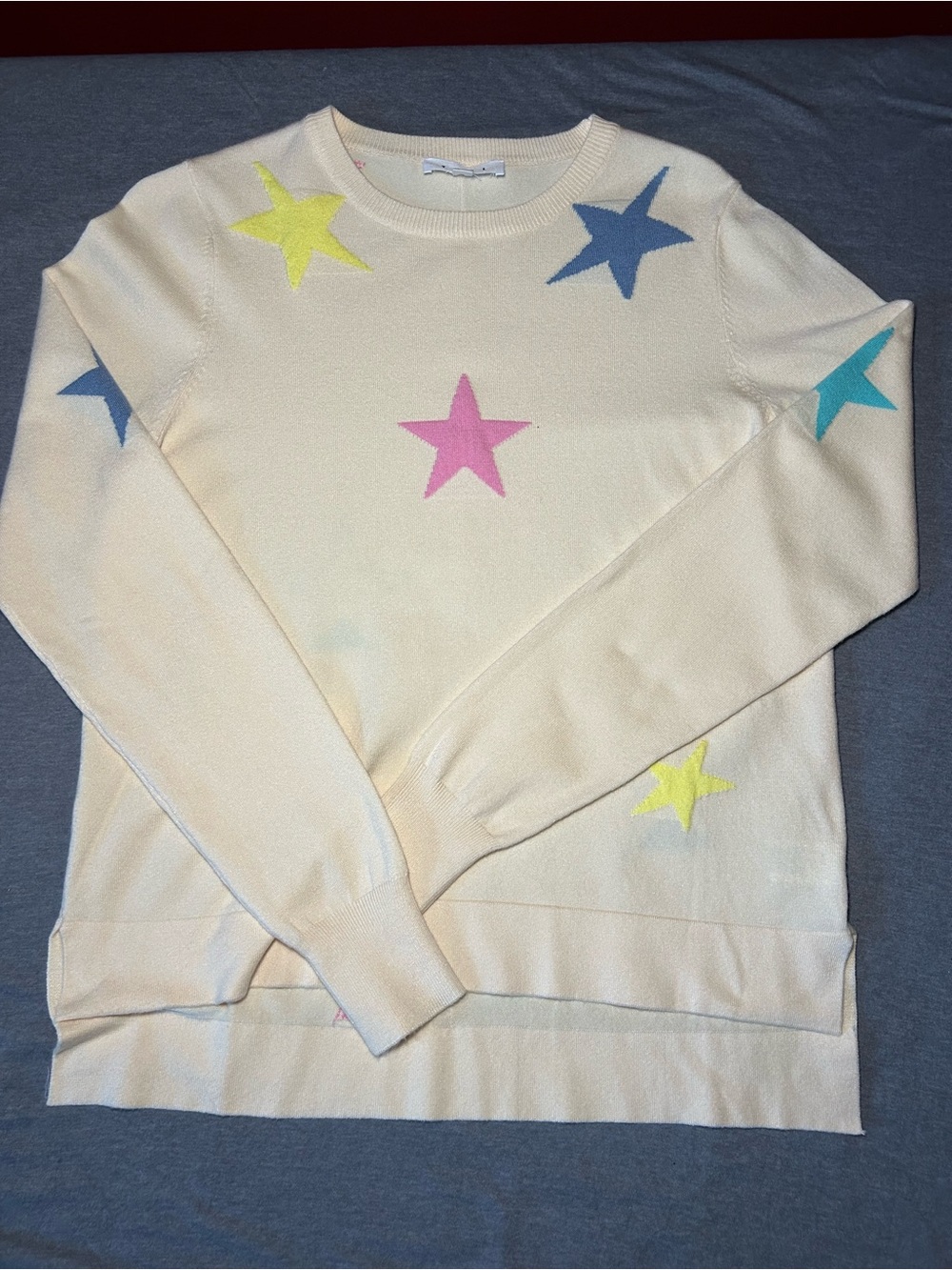 THML Cream Crewneck Sweater with Colorful Star Accents